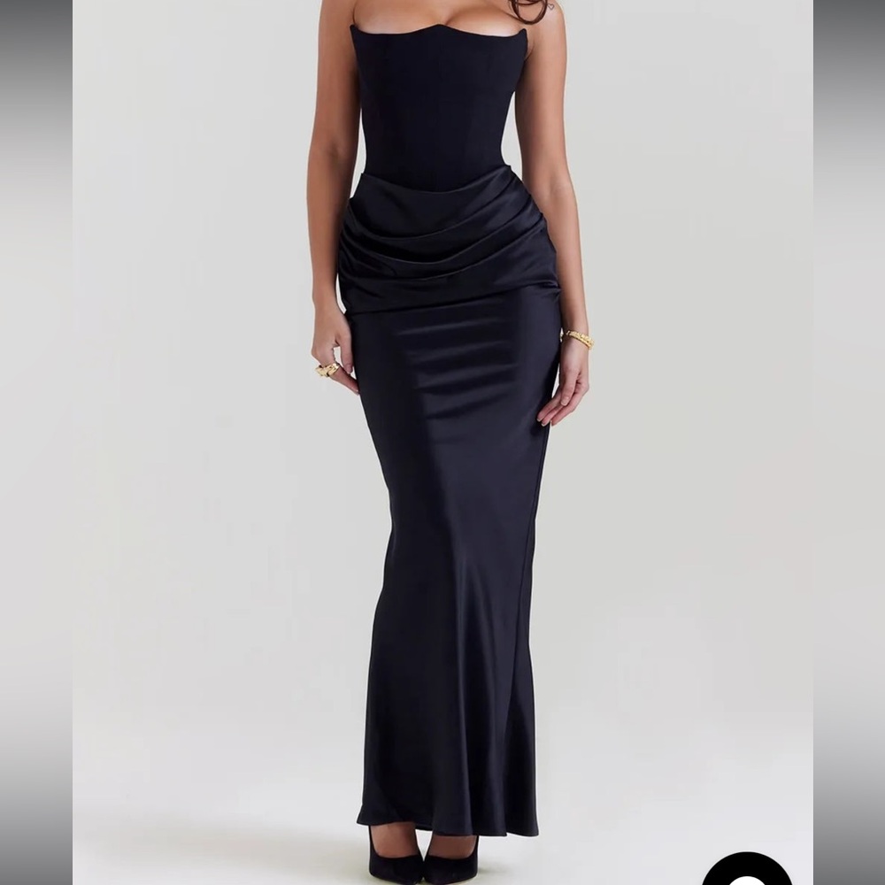 Strapless black corset dress